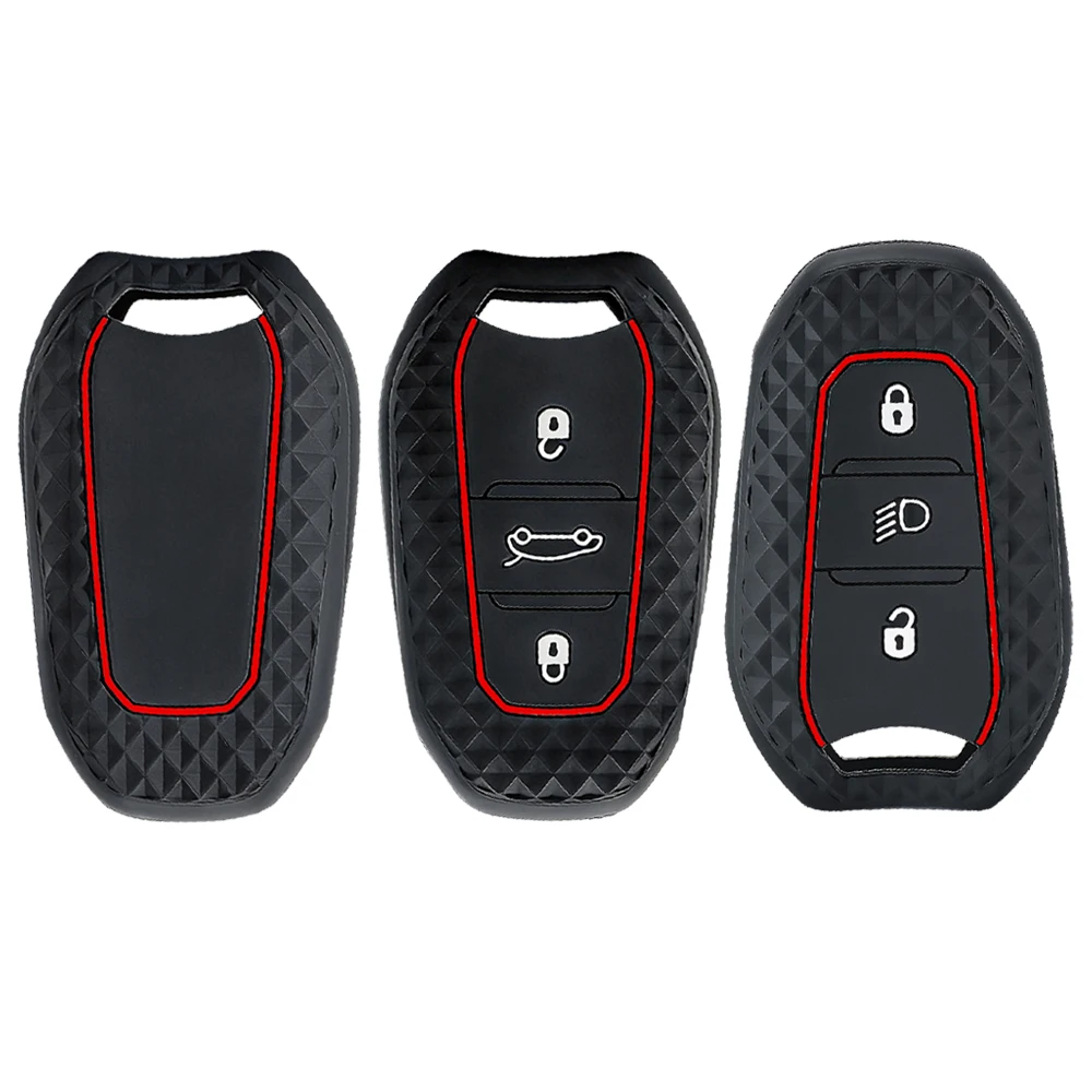 

3 Button New Silicone Car Key Case Cover For Peugeot 208 2008 308 3008 508 408 307 4008 Citroen C3 C4 C5 C6 C8 keychain