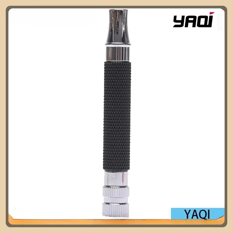 مقبض ماكينة الحلاقة الآمنة من النحاس Ror للرجال Yaqi باللون الأسود والكروم