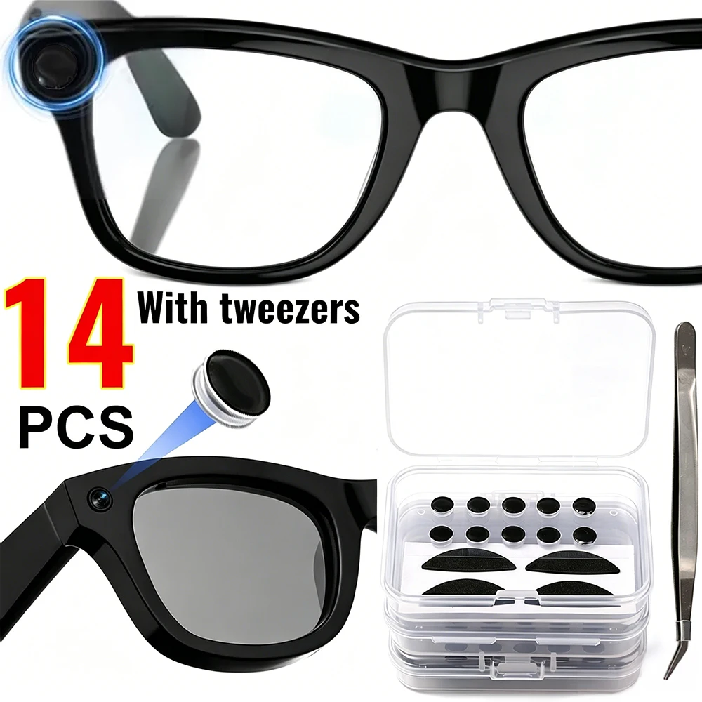 

LED Light Shading Cover & Anti Slip Nose Pads Stickers for Ray-Ban Meta/ Huawei Smart Glasses Shading Self Adhesive Blocker Caps