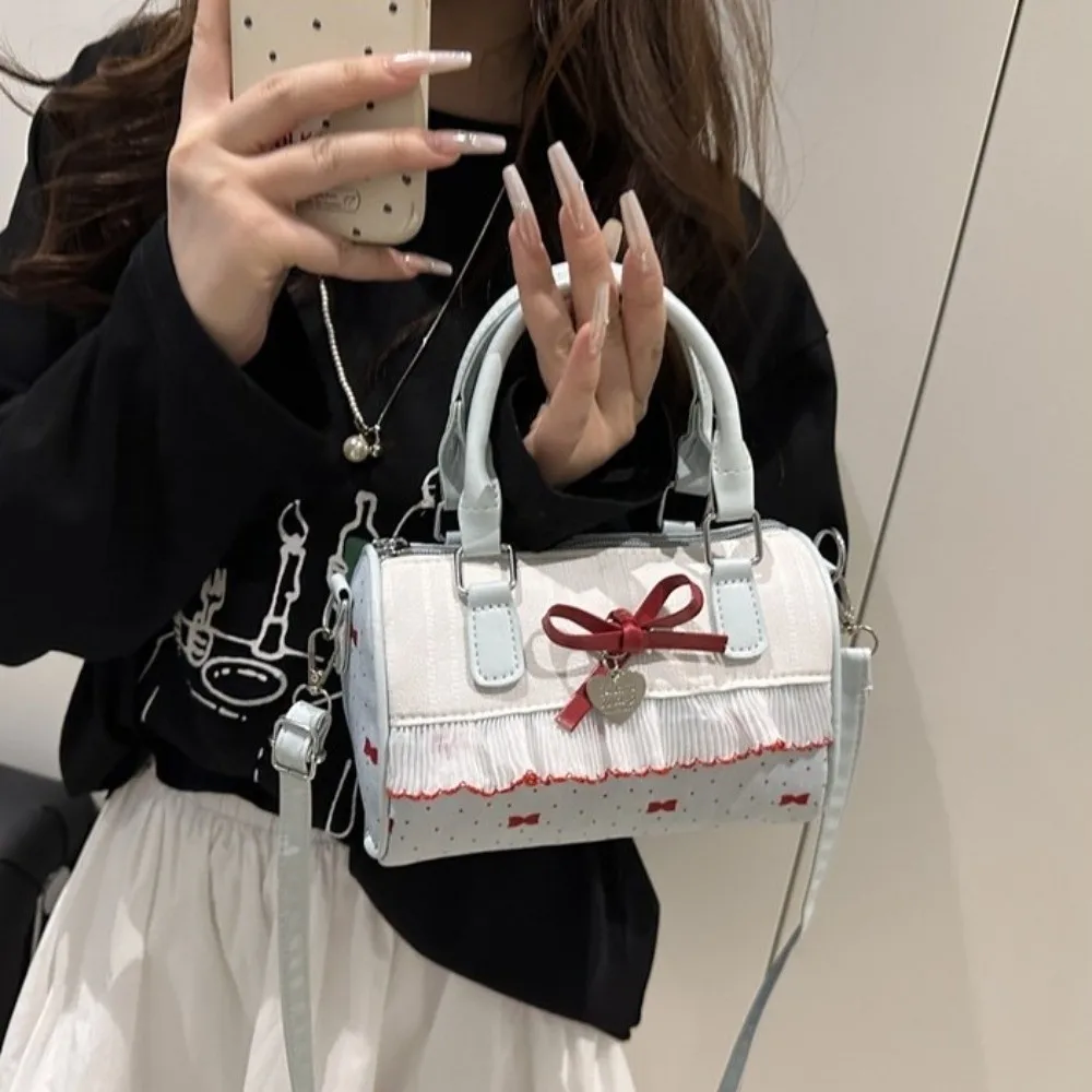 سستة البولكا نقطة بوسطن حقيبة يد مقاوم للماء كتف واحد Crossbody البولينج حقيبة الكورية نمط القوس حقيبة مربعة صغيرة السفر