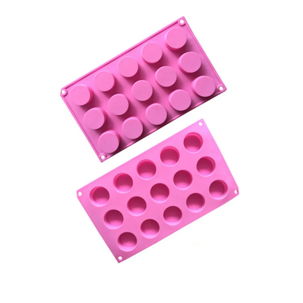 15 Cavity Round Chocolate Cookie Molds Oreo Chocolate Silicone Mold Cylinder Shaped Silicone Molds For Jelly Mini Muffin Baking