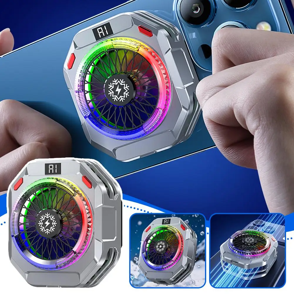 aiスマートチップ磁気クリップ式スマホクーラー30w、半導体急速冷却ラジエーター、rgb照明サイレントファン熱放散