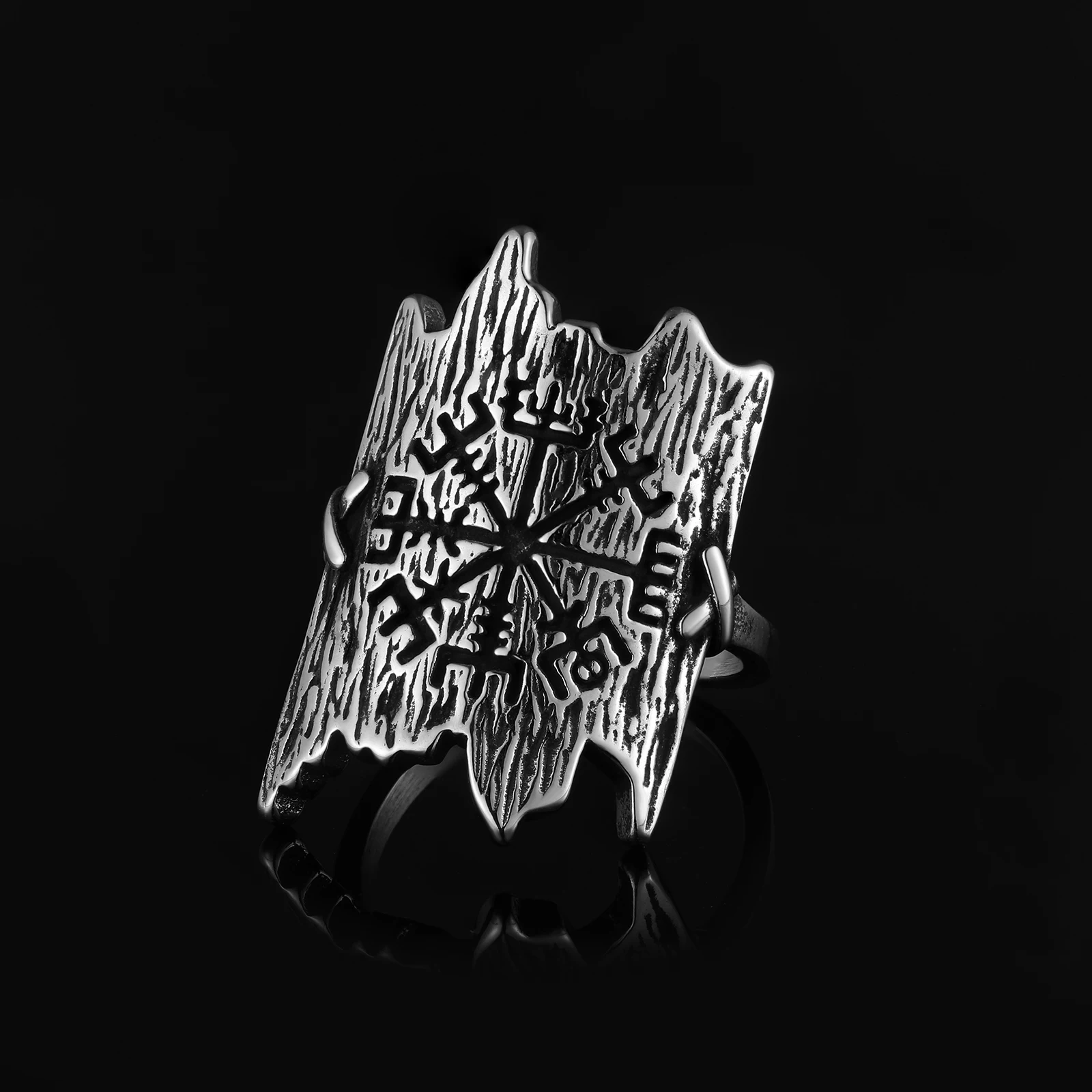 Boyfriend Gift Fashion Viking Compass Runic Rings Men Vintage Nordic Totem Odin Men Good Detail Anel  Fashion Jewelry