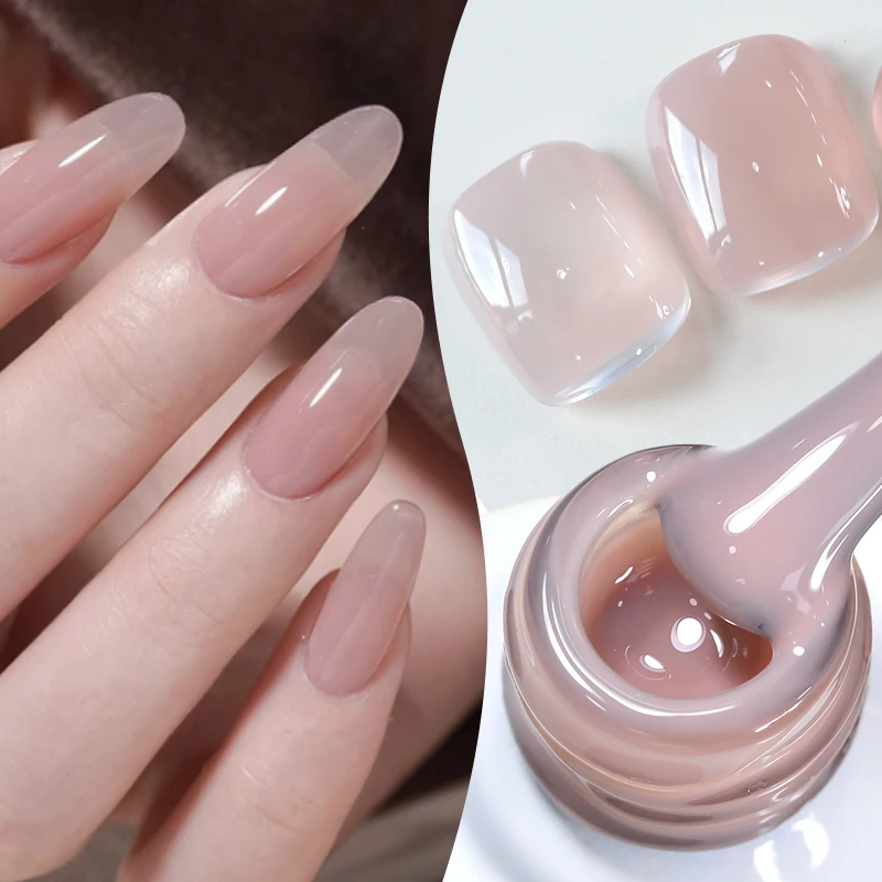 BORN PRETTY 10ml Pfirsich-Nude Jelly Gel Nagellack Milchweißer Lack Semi-Permanent Nude Pink Nagelkunst Eis-Transparentes Gel – Detail 6
