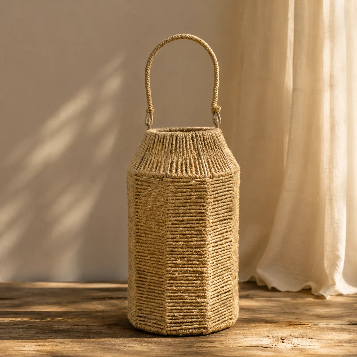1pc Lantern Shade Faux Rattan Woven Material for Patio Garden Balcony Camping Decor Vintage Zen Style Outdoor Lighting Lamp