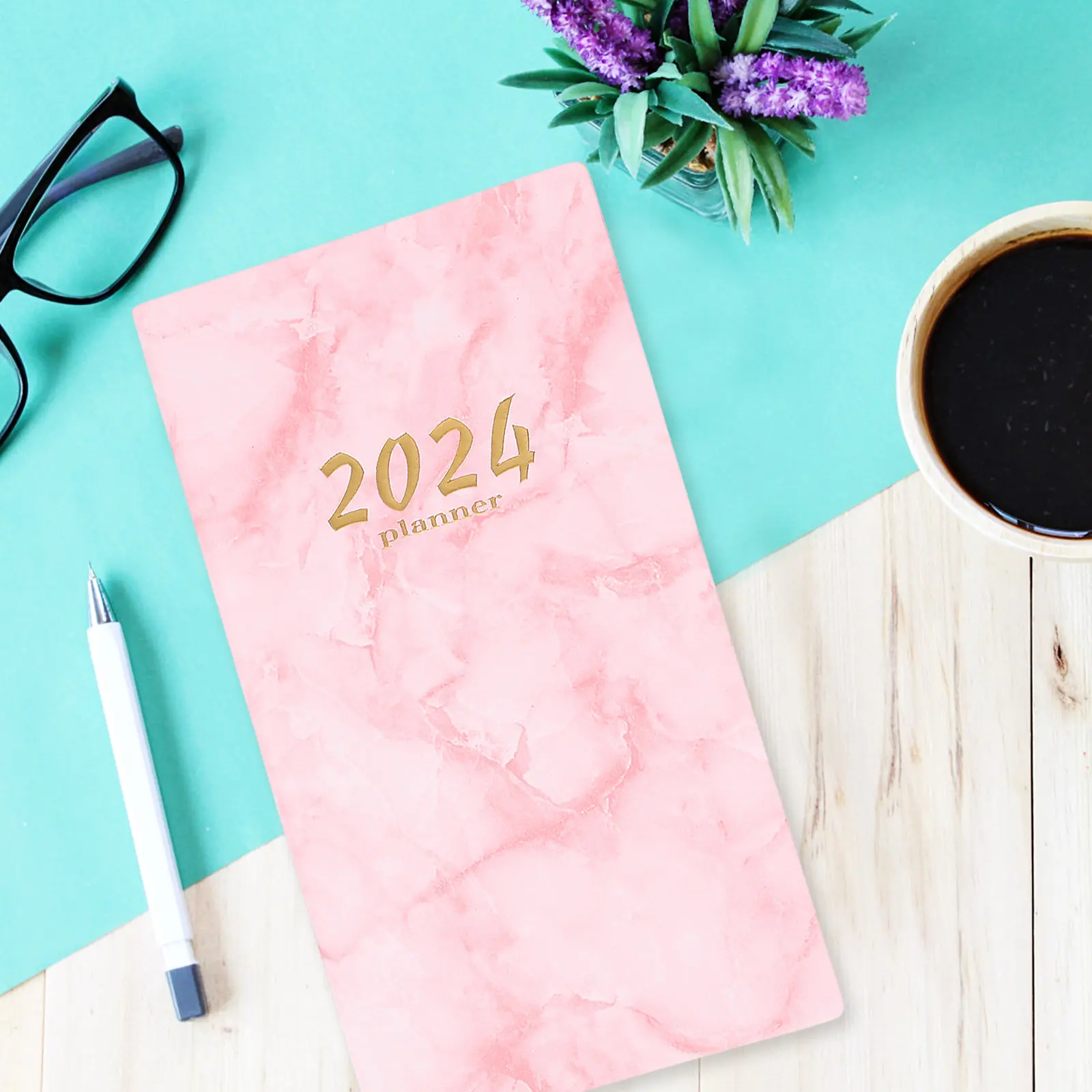 English Notebook Planner 2024 Monthly Portable Planner Daily to Do List Schedule Recording Notepad Office Student Agenda