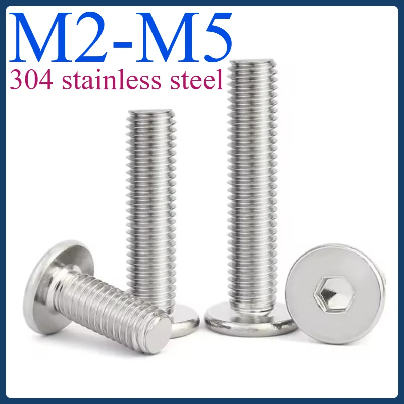 

304 Stainless Steel Hex Socket Screws - M2-M5 Ultra Thin Wafer Head, Low Profile Allen Cap Bolts