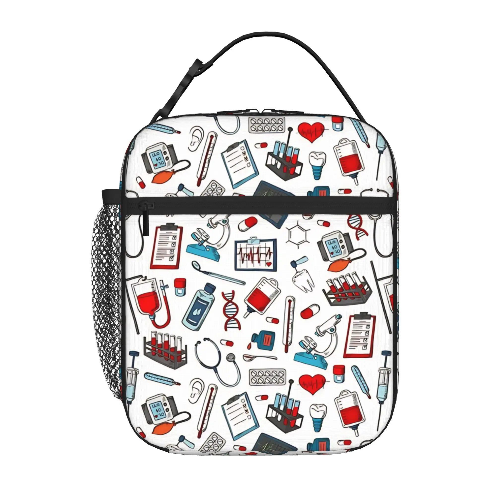 1 Piece Zipper Closure Nurse Tools Storage Bag Pocket Medical School Lunch Food Box Reusable For Lunch Food Bag