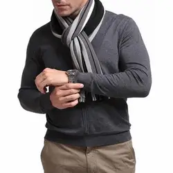 Bufanda gruesa a prueba de viento para hombres, bufanda de invierno con estilo, suave, clásico, a rayas, Patchwork, Color