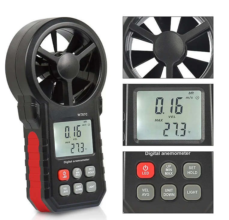 WT87A/WT87B/WT87C Digital Accurate Anemometer Wind Speed Meter Air Velocity Flow Tester Vane Anemometer