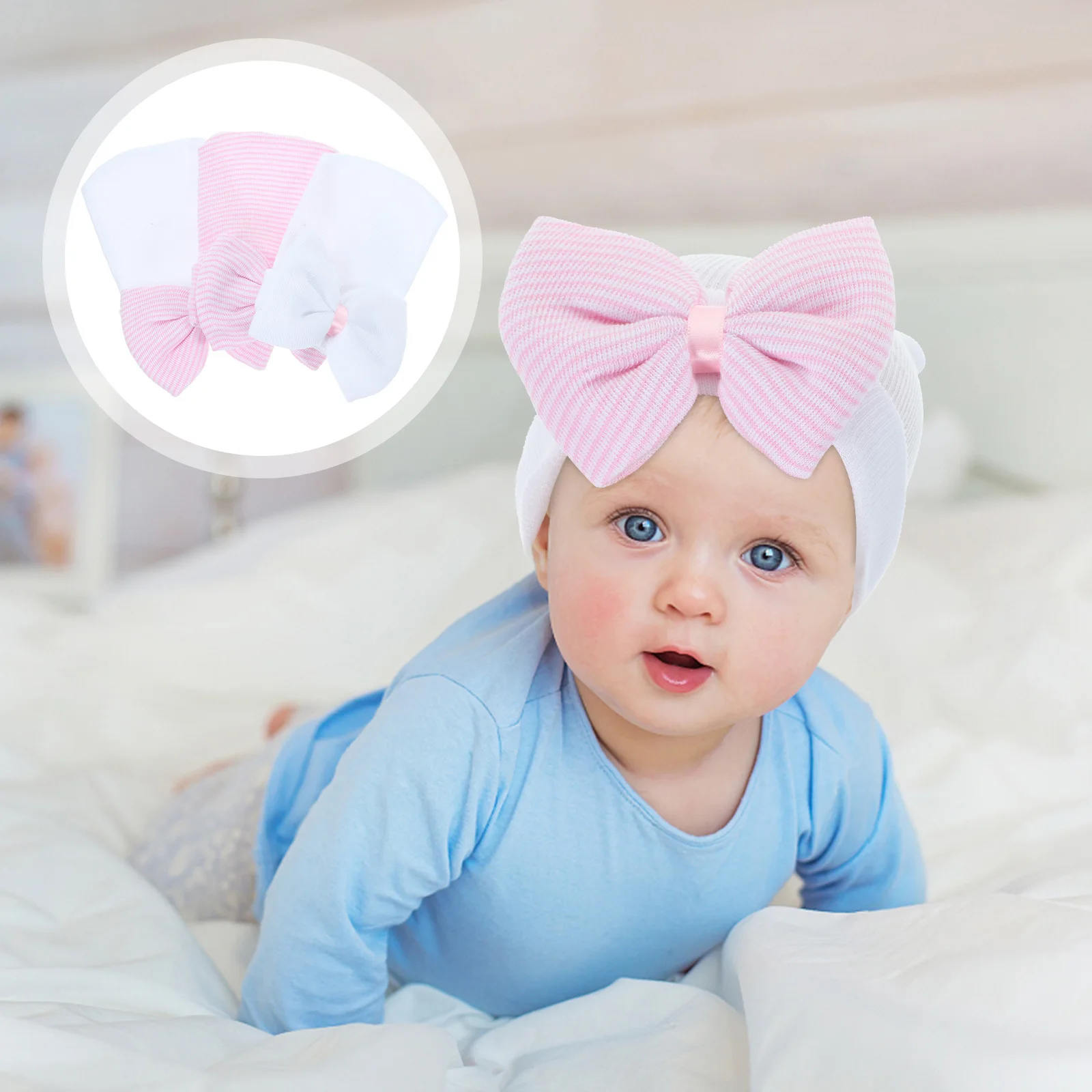 

3Pcs Baby Hats Newborn Caps Bowknot Design Lightweight Fashionable Infant Headwear Newborn Hats Baby Cap Infant Cap