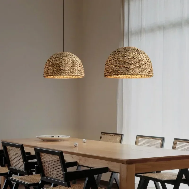 Wabi-sabi Style Pendant Lights New Rattan Weaving Lamp Cafe Bar Restaurant Dining Room Light Fixtures Living Room Lamps