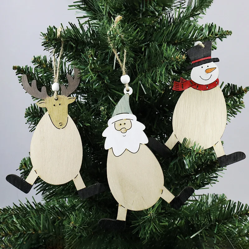 Christmas New Decorations Funny Wooden Old Man Snowman Hanging Christmas Tree Decoration Hanging Home Window Decoration Gift