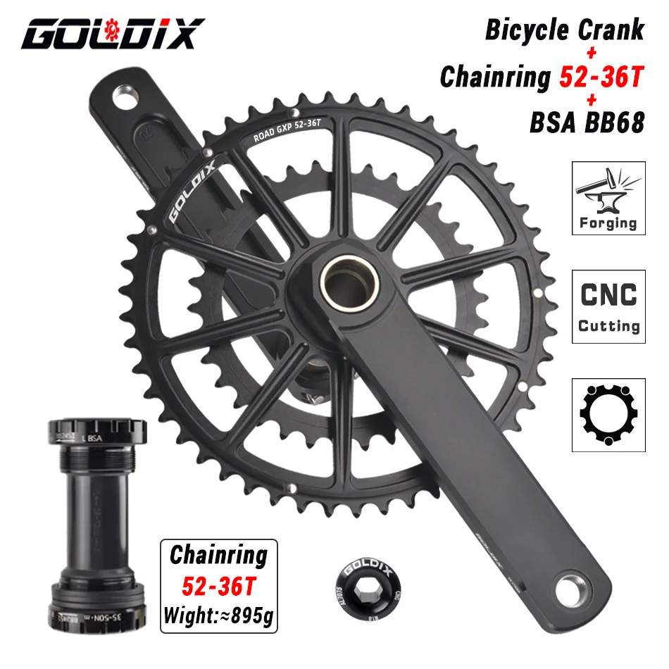 Goldix 50-34t/52-36t/53-39t Rennrad kurbel ultraleichte 22/20-Gang-Kurbel für Shimano Sram 105 7020 8020 Getriebe
