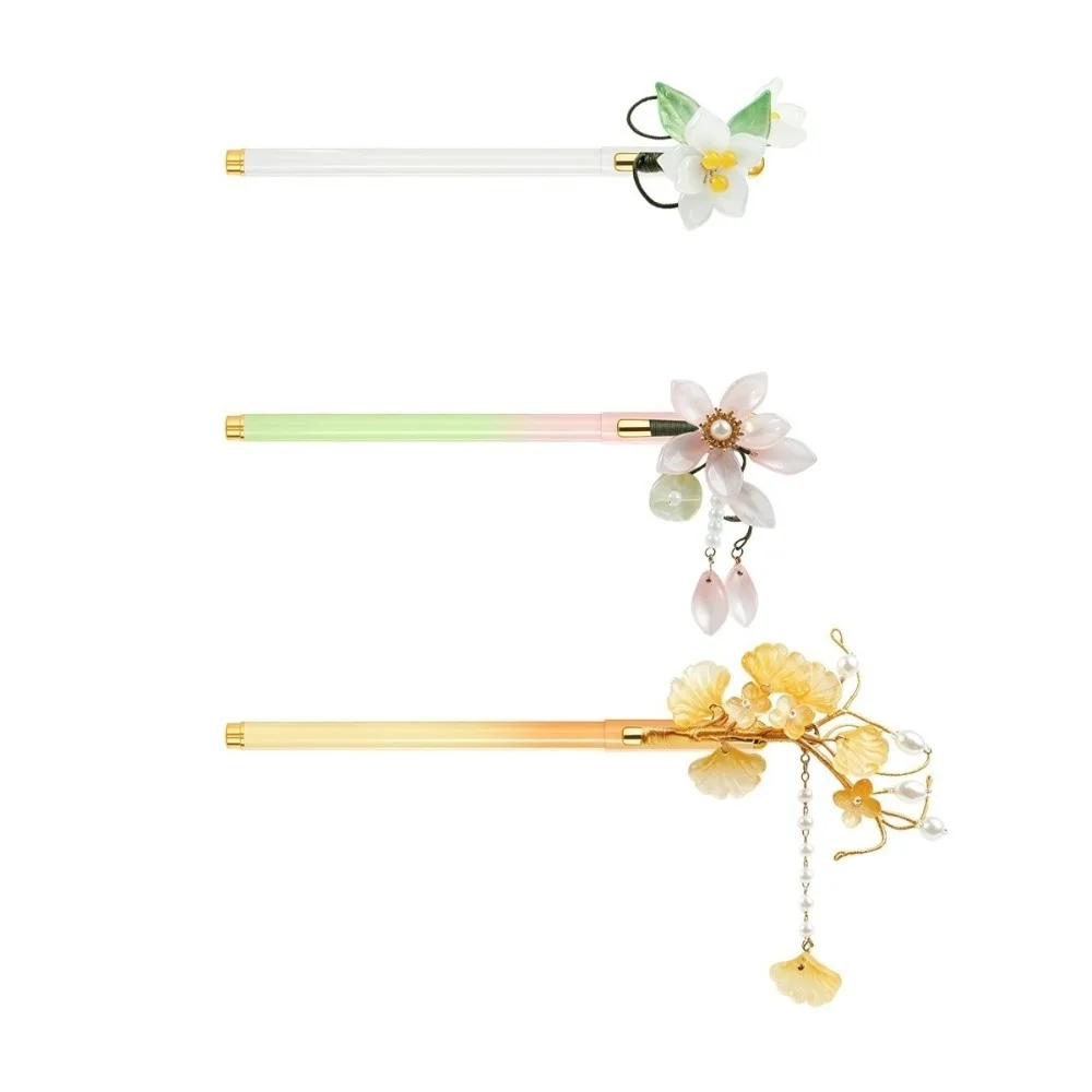 2-in-1 2-in-1 Hair Stick Pen Floral Tasse Chinese Style Chinese Style Hair Pin Pen Smooth Writing 5mm Black Ink