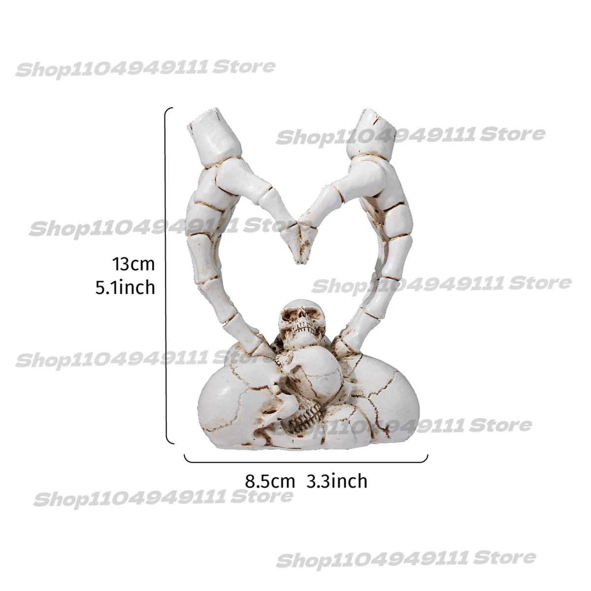 2025 New Skeleton Hand Heart Gesture Resin Sculpture - Spooky Romantic Desktop Ornament for Home Office Horror Party Decoration