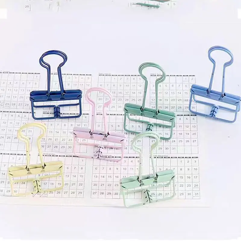 6pcs/Lot High Quality Colors Metal  Paper Clip Binder Clips Page Holder Office Study Binder Office School Desk Organizer