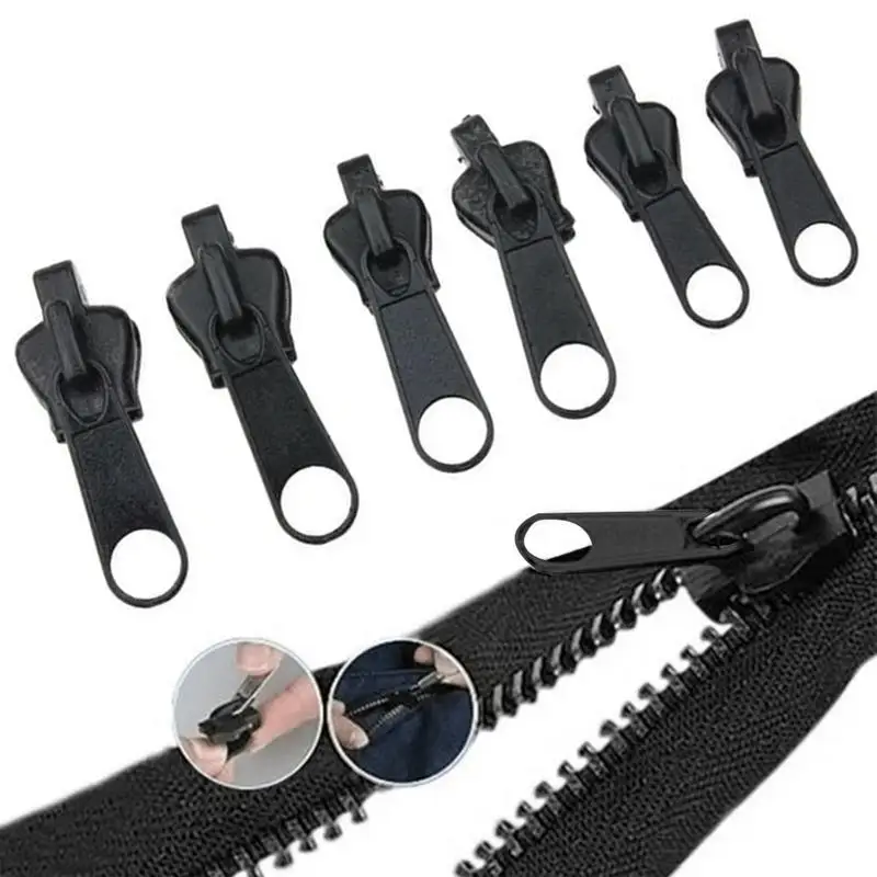 6Pcs Zipper Repair Kit Zipper Pull Replacement Slider Kit  Zip Slider Teeth Rescue Instant Zipper For Jackets Coats Boots