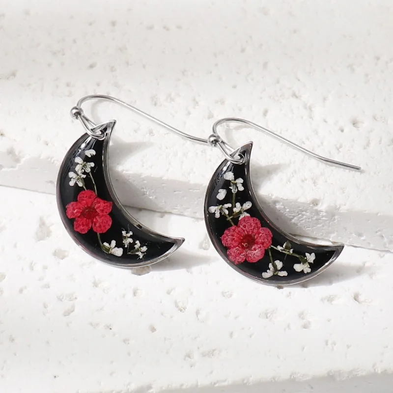 Pressed Flower Geometric Earrings Epoxy Resin Jewelry For Women 21