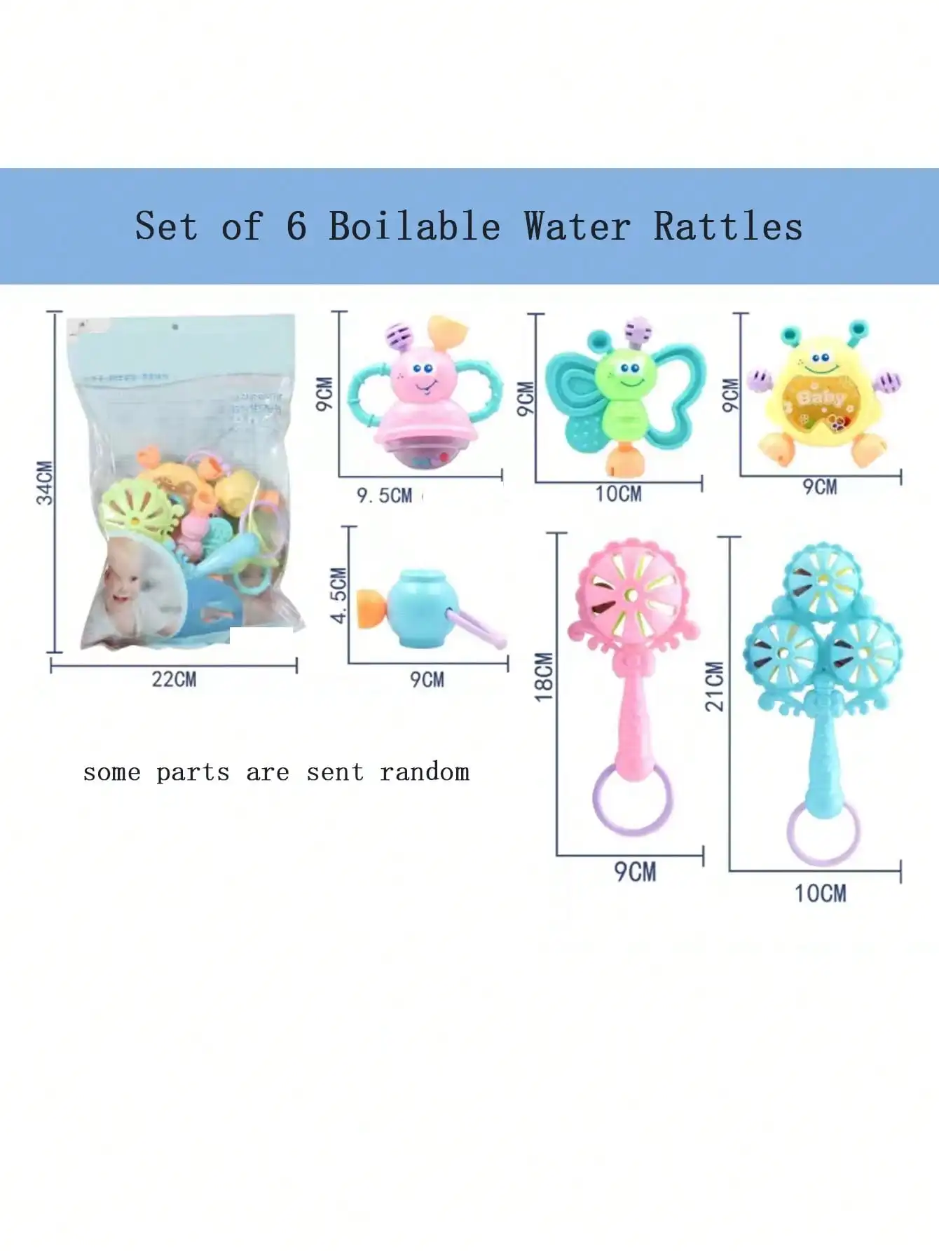 Juego de juguetes sonajero para bebé de 7 piezas, adecuado para bebés de 0 a 6 a 12 meses. Diseñado para mejorar el desarrollo sensorial temprano y promover.