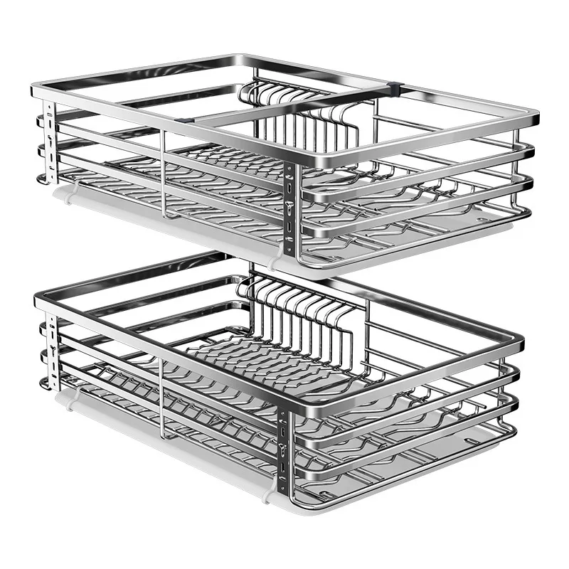 

304 stainless steel double layer, drawer cupboard, dish storage rack