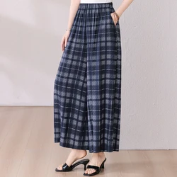 Summer Wide Leg Pants Women Casual Elastic Waist High Waist Pants Summer Bottoms