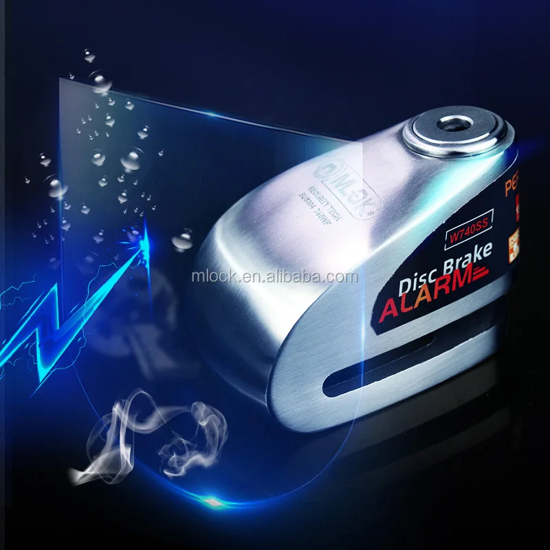 

304 Stainless Steel Disc Brake Lock Padlock Alarm Key Unlock Bike Motorcycle Locks with Polished Finish Waterproof Anti-Theft