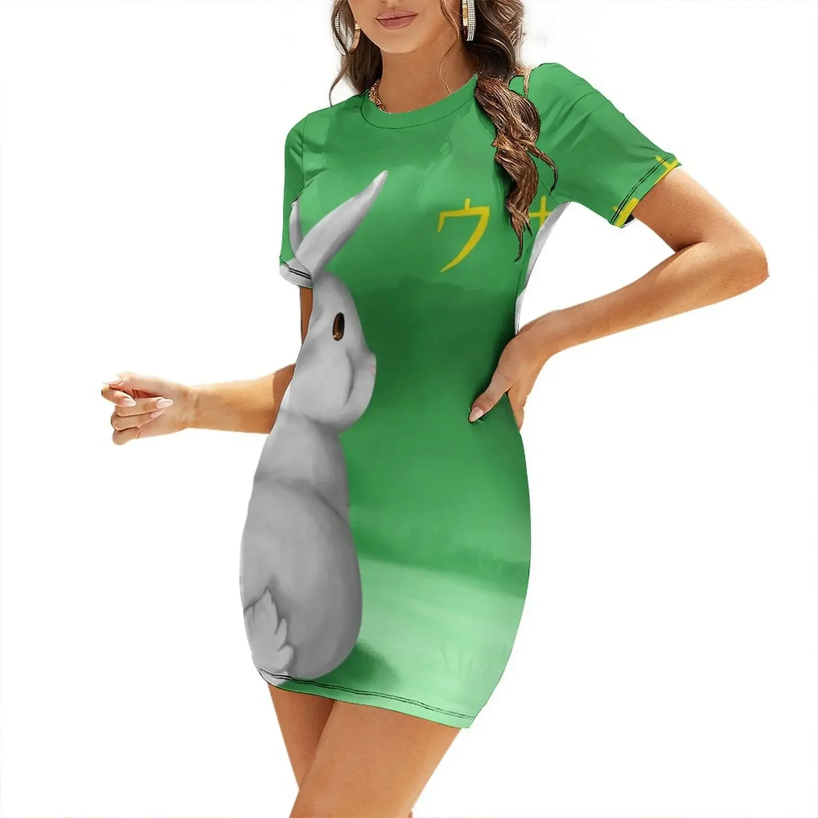 

Rabbit Short-Sleeved Dress Elegant gowns dresses summer woman 2025 Women's evening dress Women's dress