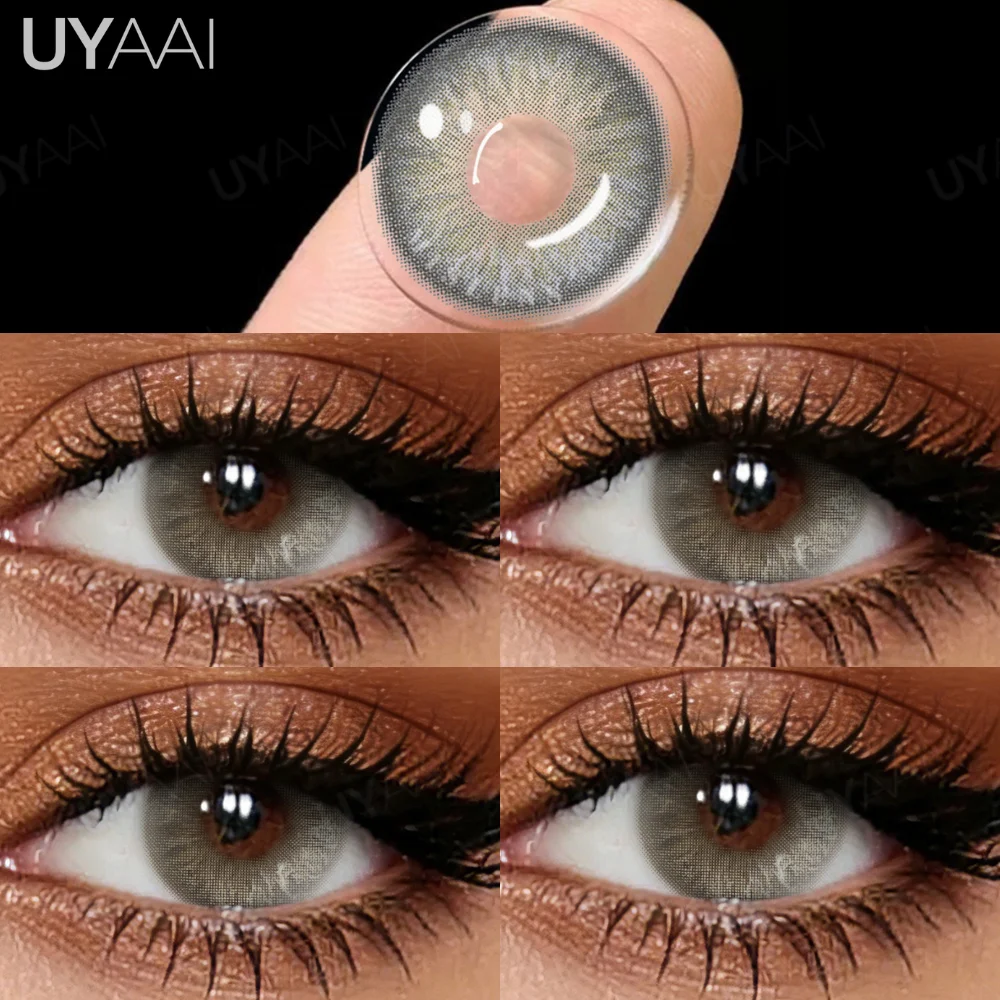 UYAAI Farbkontaktlinsen, grüne Schönheitskontaktlinsen für die Augen, natürliche Linsen, blaue Kontaktlinsen für Frauen, Augen-Make-up, grau/braun, modisch