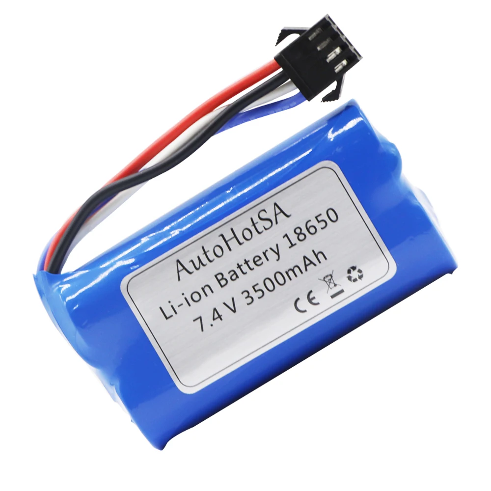 ปลั๊ก SM-4P 7.4V 3500mAh แบตเตอรี่ Li-ion 18650 mAh สำหรับ Udi007 Udi001 UDI002 UDI902 HJ806 960 961 962 RC เรือแข่ง7.4V 2S แบตเตอรี่