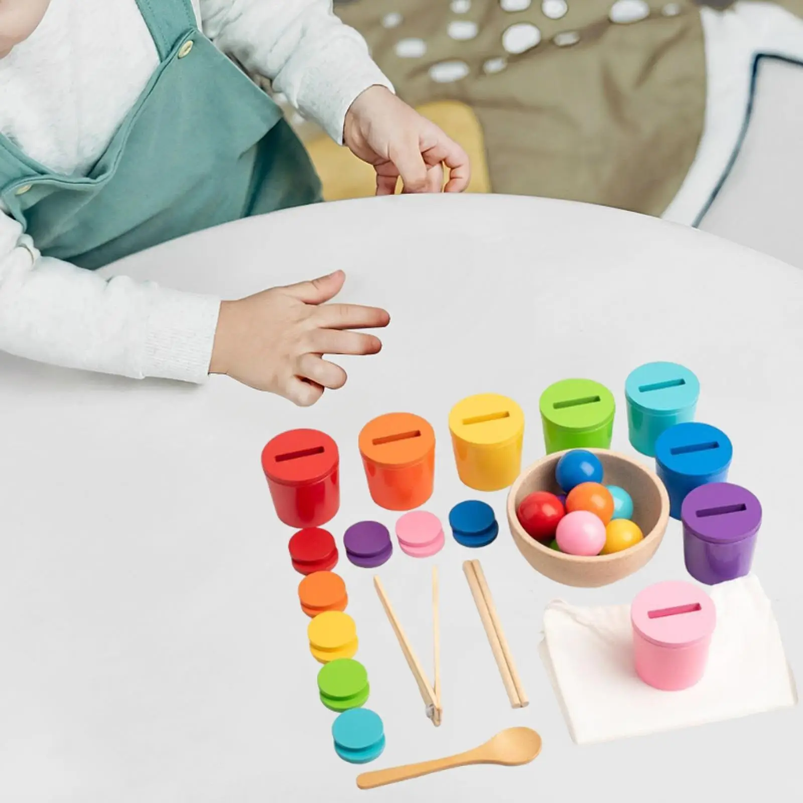 

Balls in Cups Toy, Montessori Toy, Color Matching Preschool Sensory Toys, Hand