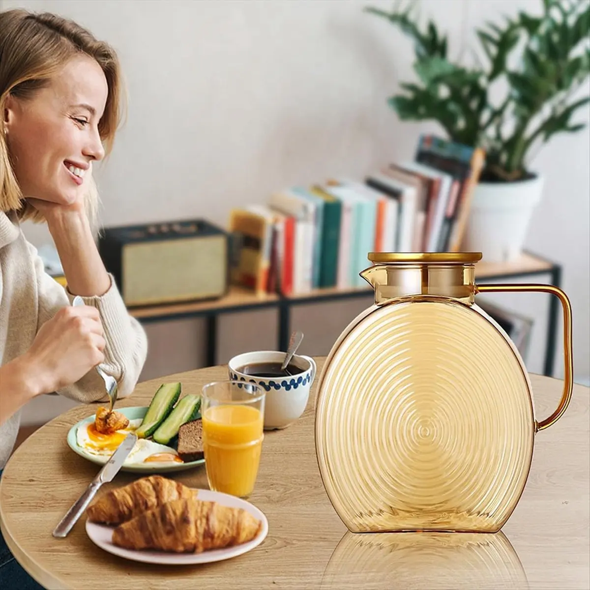 Glazen kan met deksels voor koelkastdeur, 2,5 l/84 oz grote waterkan limonade ijstheekan met handvat