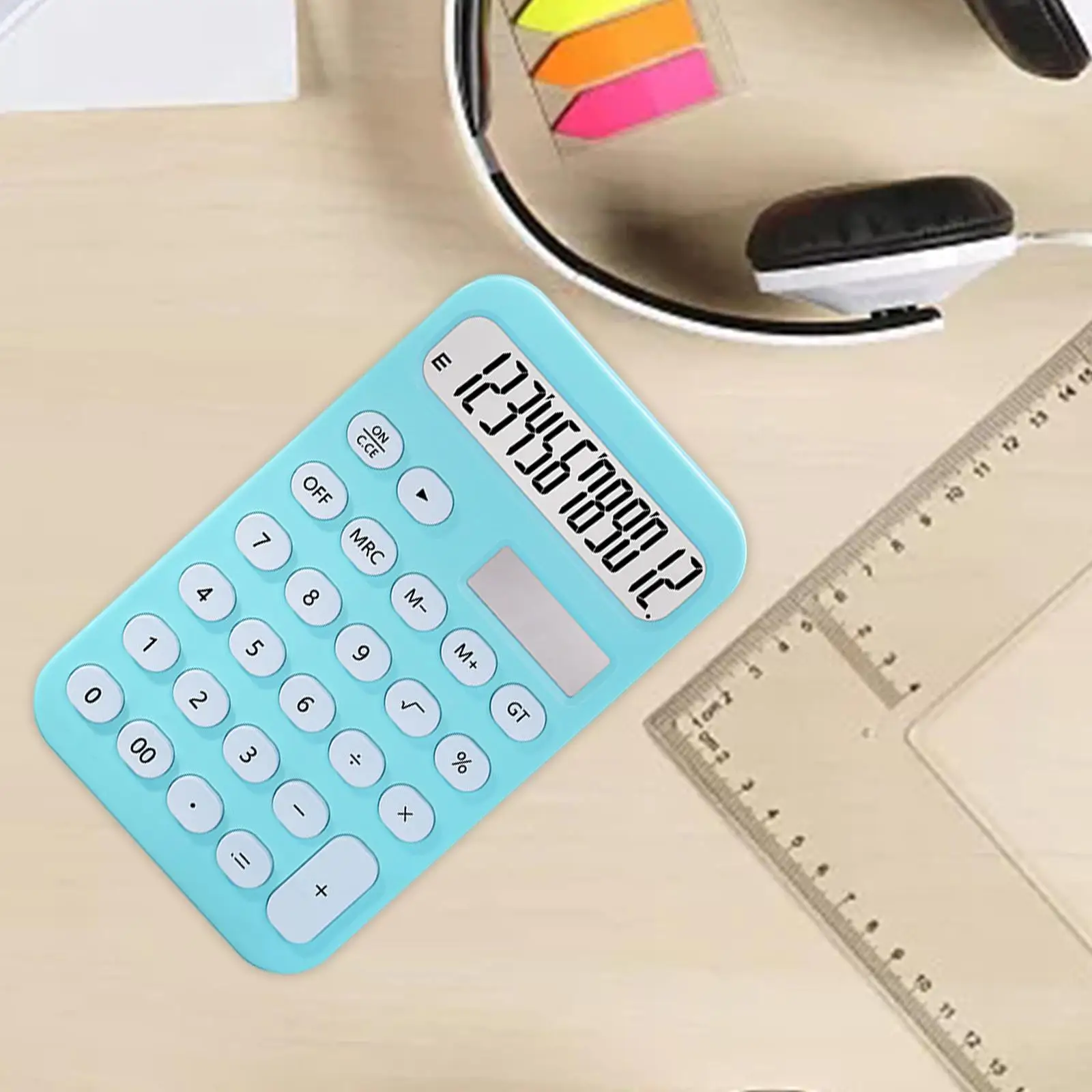 Calculadora de escritorio antideslizante con botones ovalados, Calculadora financiera de 12 dígitos para oficina y hogar