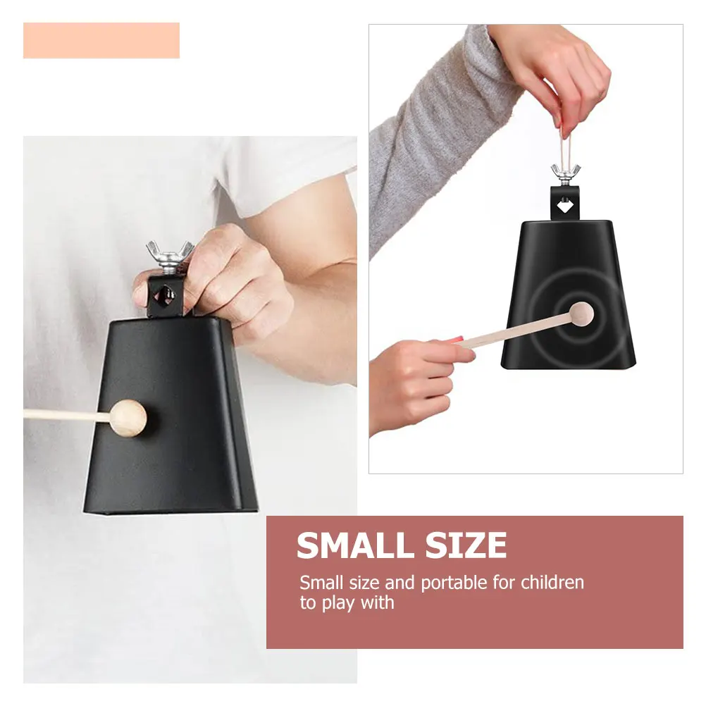 

Black Cowbell Stick Kids Musical Toy Durable Smooth Edge Clear Sound Percussion Instrument Accessory Practical Cowbell