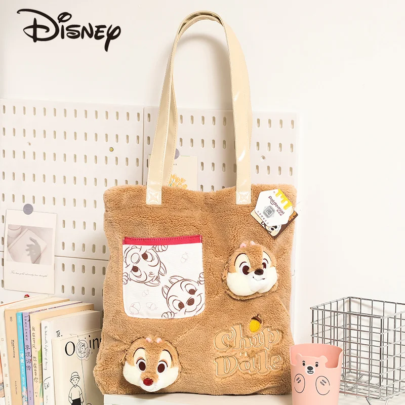 Disney morango urso bonito doce portátil bolsa ponto dos desenhos animados de pelúcia simples leve grande capacidade mochila ombro