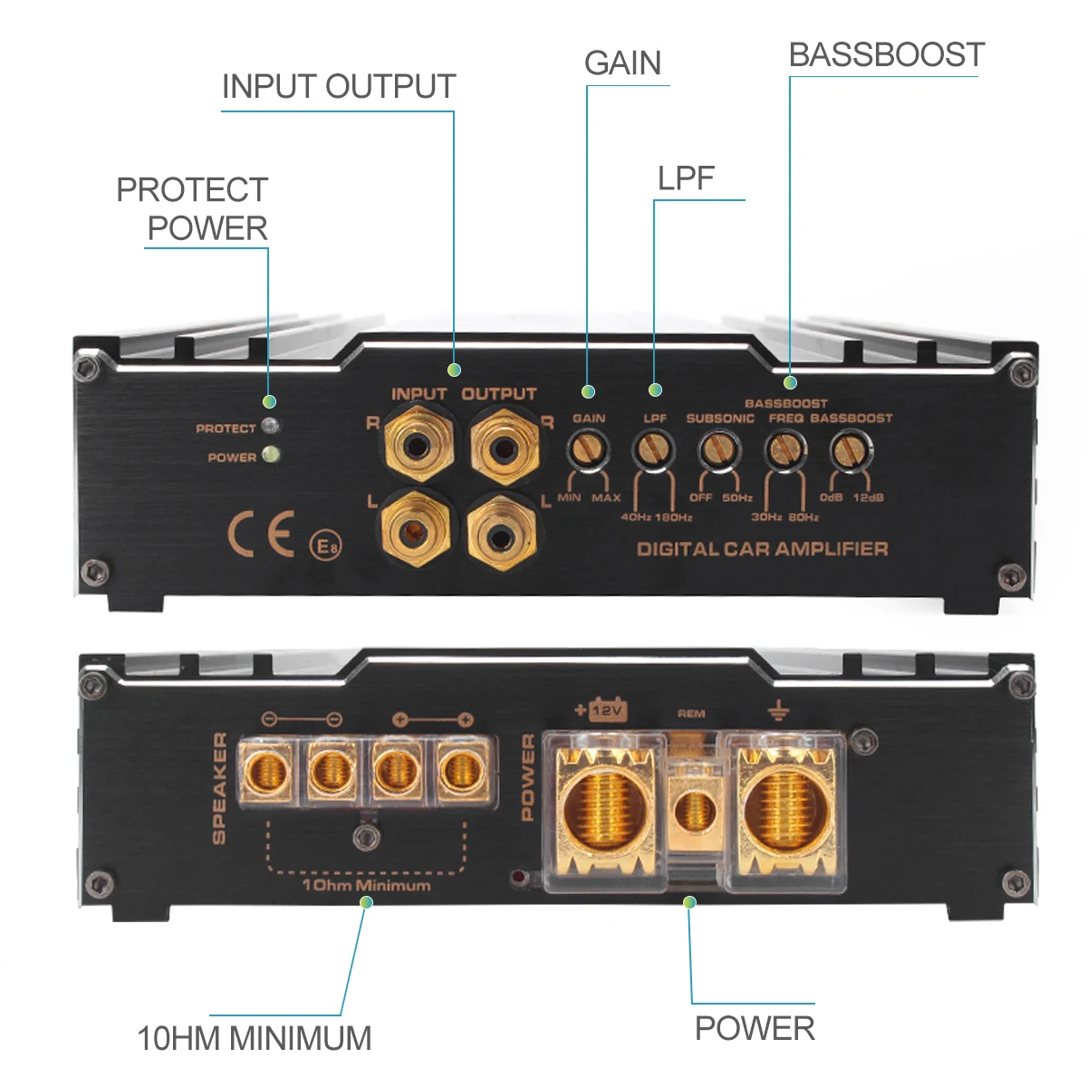 Car POWER Amplifier Monoblock 1 Channel Class D 1000W Car Amplifier