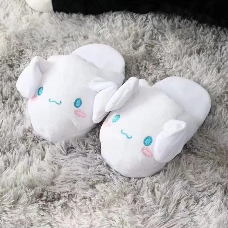 Kawaii Cinnamoroll Cotton Slippers Anime Sanrios Winter Home Cute Couple Plush Thicken Keep Warm The Ears Move Slippers New