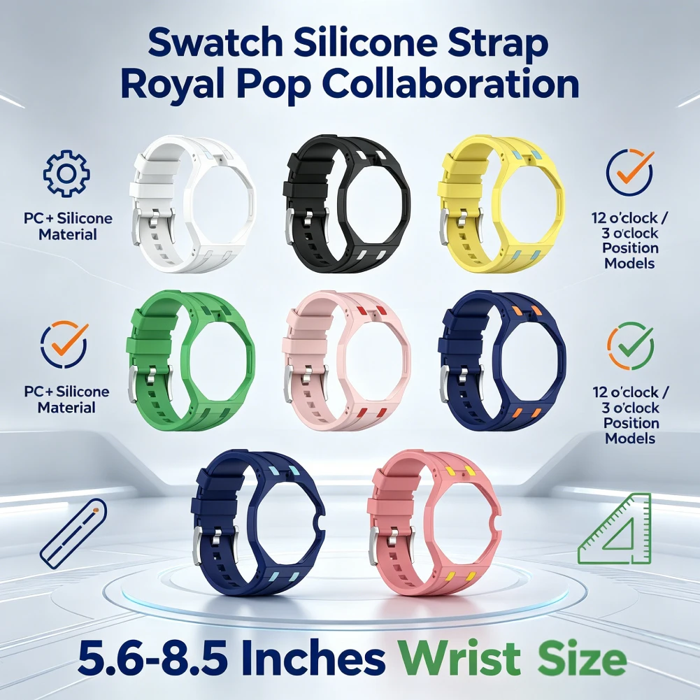 PC-Gehäuse + Silikonarmband für Swatch-X AP Royal Pop Taschenuhr-Umbau zum Armbanduhren-Modifikationszubehör
