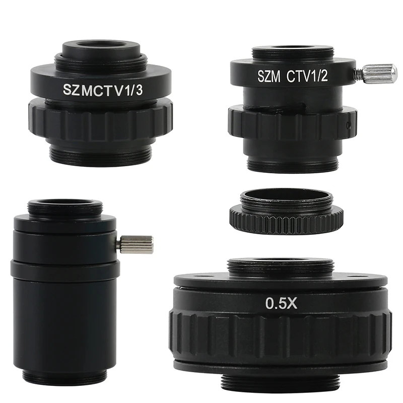 SZM CTV 1/2 1/3 1X 0.3X 0.5X Adapter C mount Lens + C CS Simul Focal Ring Trinocular Stereo Microscope HDMI VGA USB Video Camera