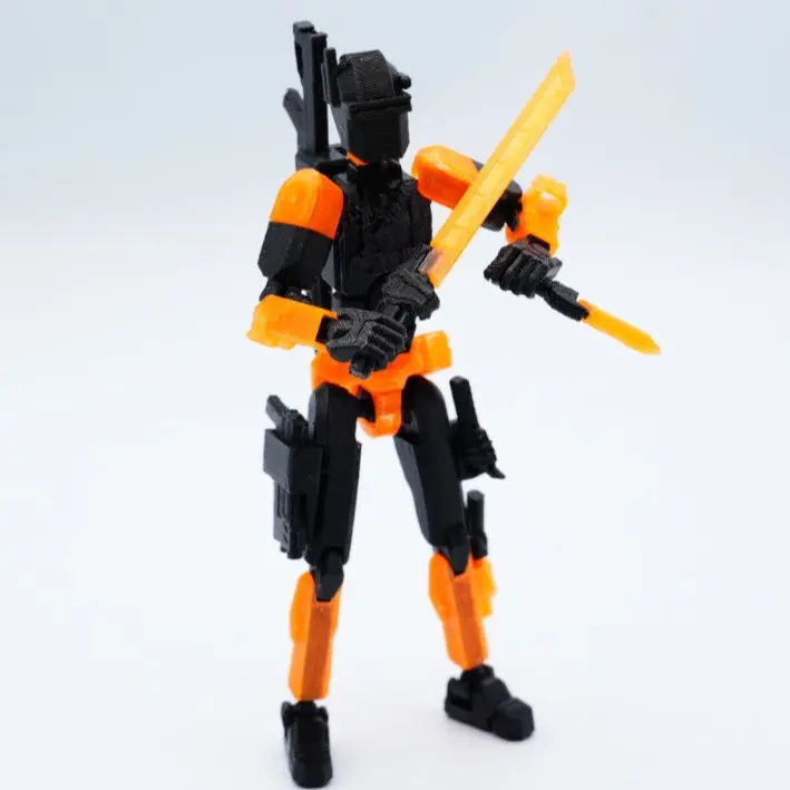 En stock Figura de acción del equipo de tortuga negra Lucky 13 impresa en 3d - Modelo de juguete para regalo completamente articulado