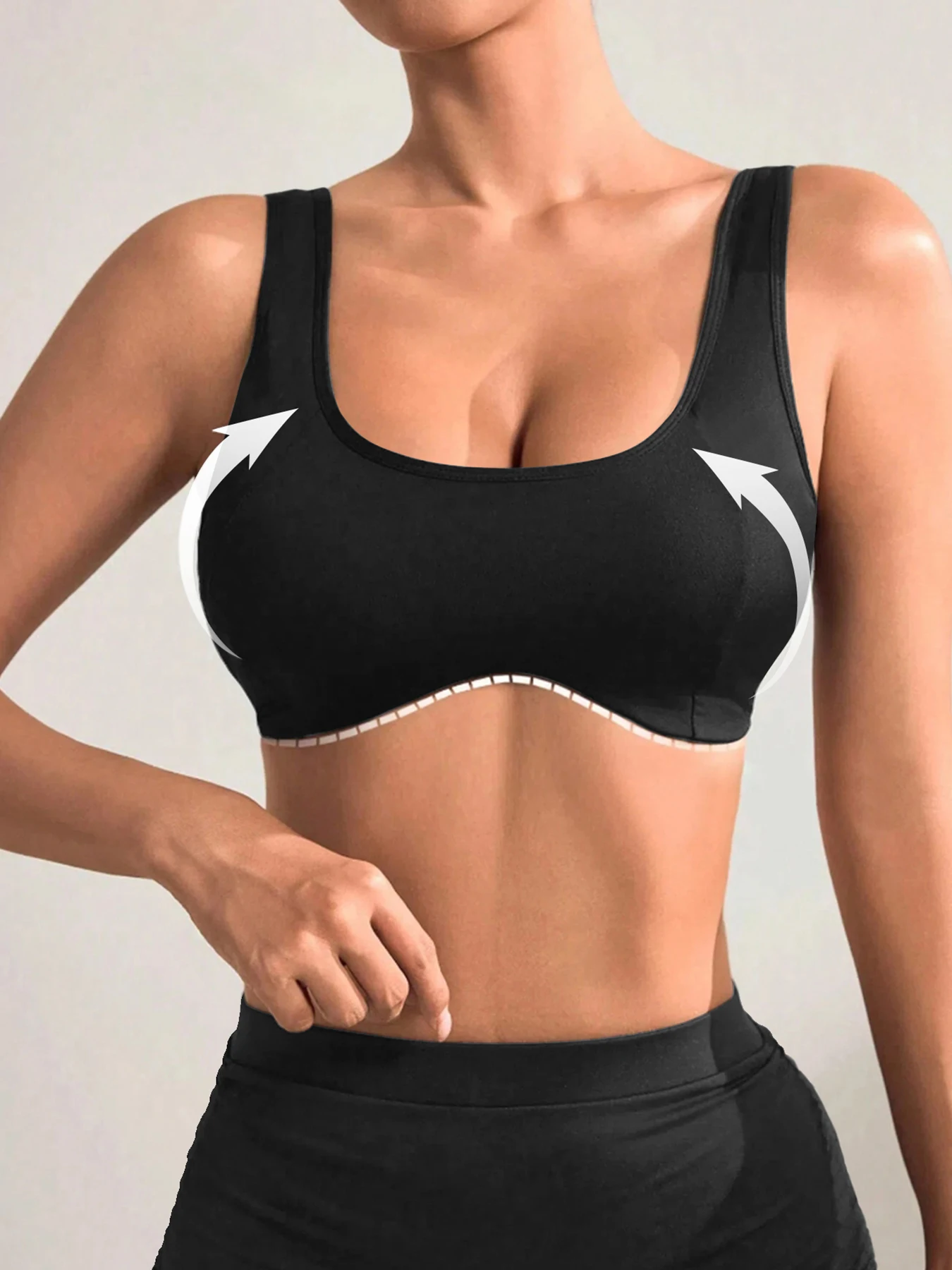 Unique design hot selling U-neck fitness suit, nude double-sided brushed yoga suit, tight fitting sports bra image 5