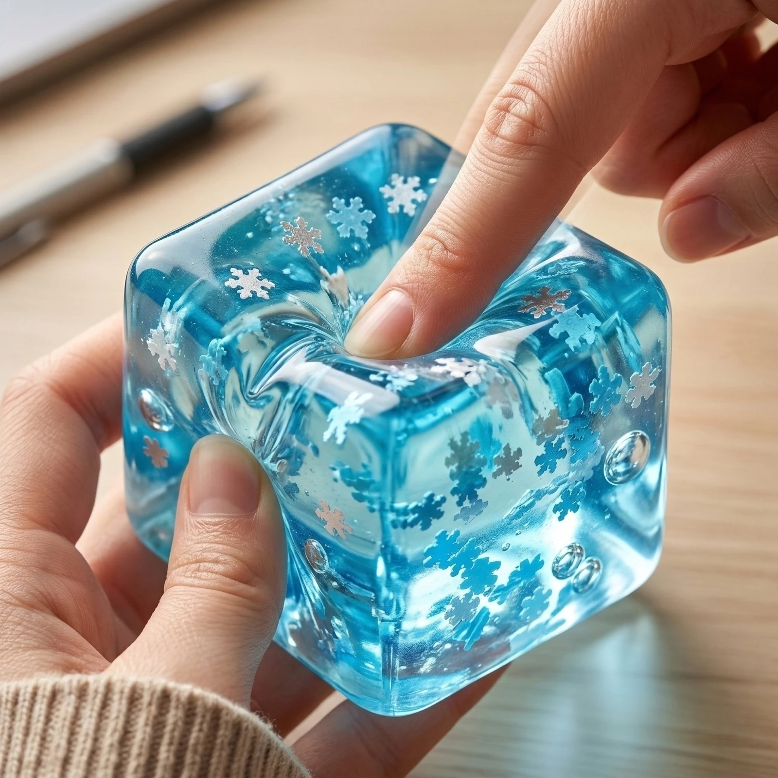 Squishy Snowflake Ice Cubes Slow Rising Sensory Fidget Toy Soft Ice Cubes Stress Relief Squeeze Toy Hand Exercise Calming Tool