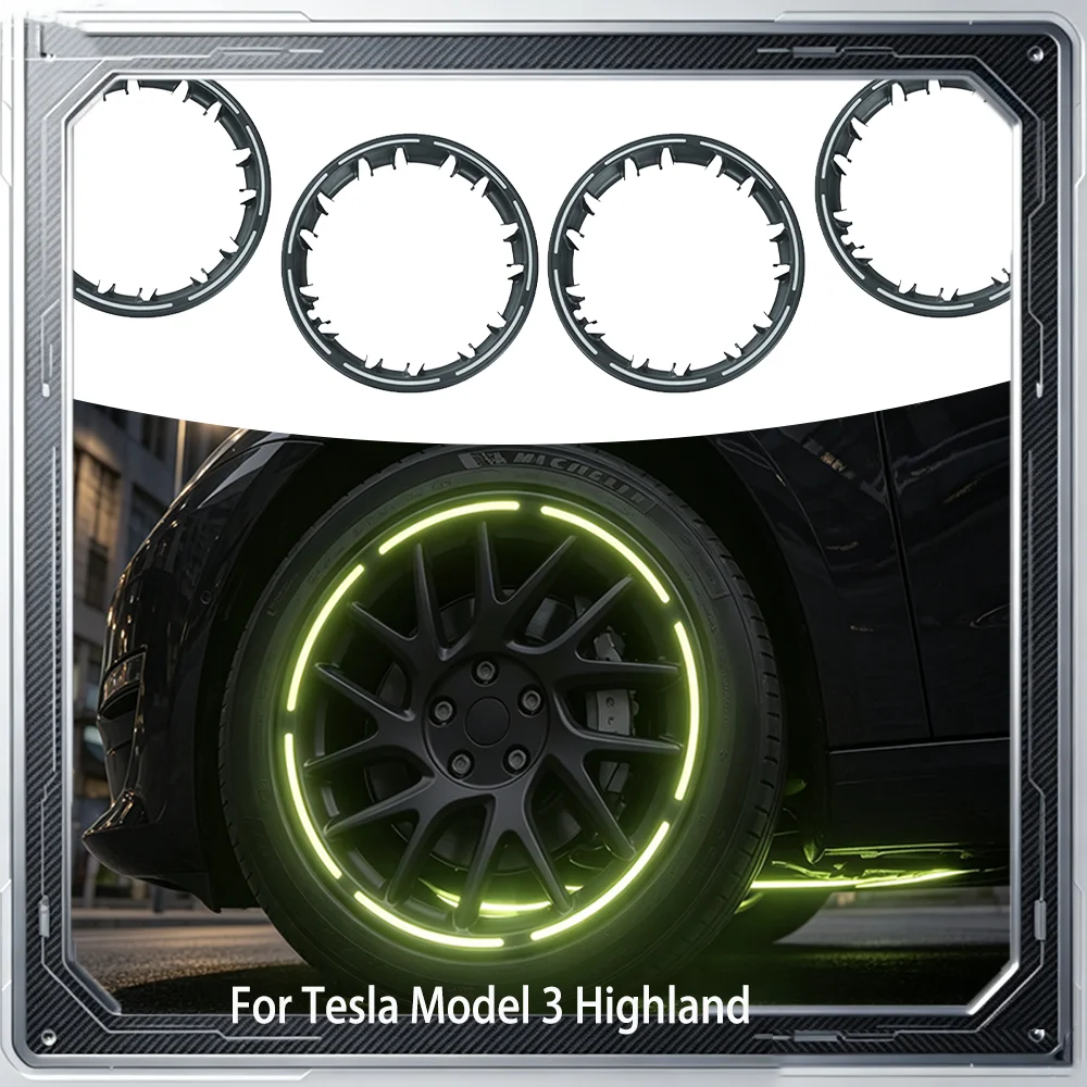 4Pcs Half‑Rim Style Wheel Cover For Tesla Model 3 Highland Performance Replacement Hubcap Rim Protector Snap‑on Accessories
