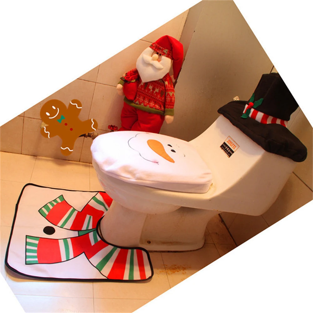 Niedliche Weihnachten Toiletten sitzbezüge kreative Weihnachts mann Badezimmer matte Weihnachts bedarf für Zuhause Neujahr Navidad Geschenk Dekor