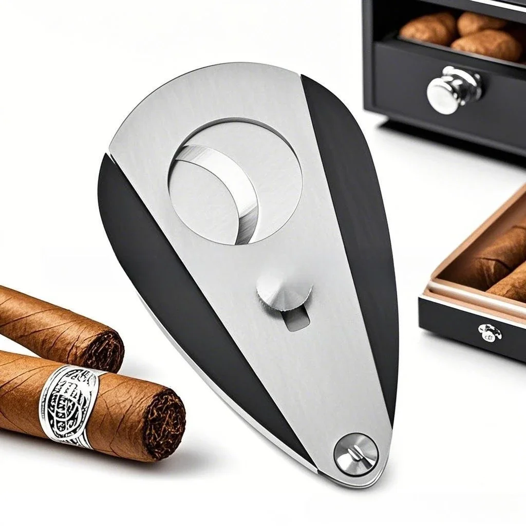 Stainless Steel Cigar Cutter Personality Cigar Flat Cutter Cigar Cutter Sharp Double Blade Cigar Cutter Cigar Accessories Tools