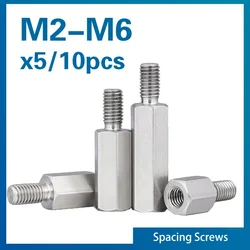 5/ 10 Uds M2.5 M3 M4 M5 M6 tornillo espaciador hexagonal de acero inoxidable macho a hembra