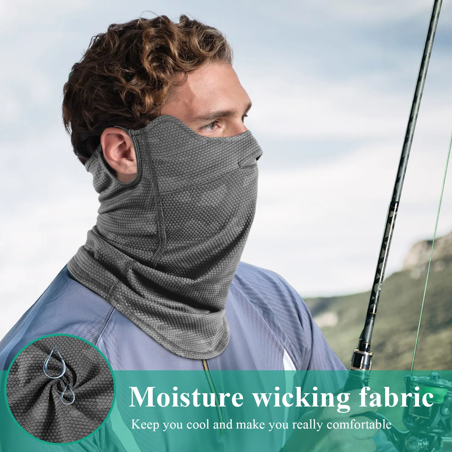 Summer Ice Cool Bandana Ear Hanging Scarf Sports Sun Protection Face Mask Hiking Camping Tactical Fishing Bicycle Ski Neck Cover