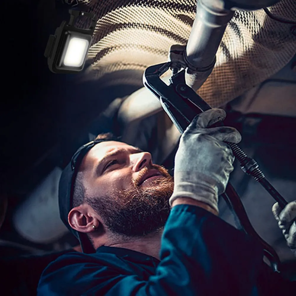 Mini Multifunctional Camping Flashlight COB LED Bright EDC Keychain Light  Portable Outdoor Working USB Rechargeable Torch