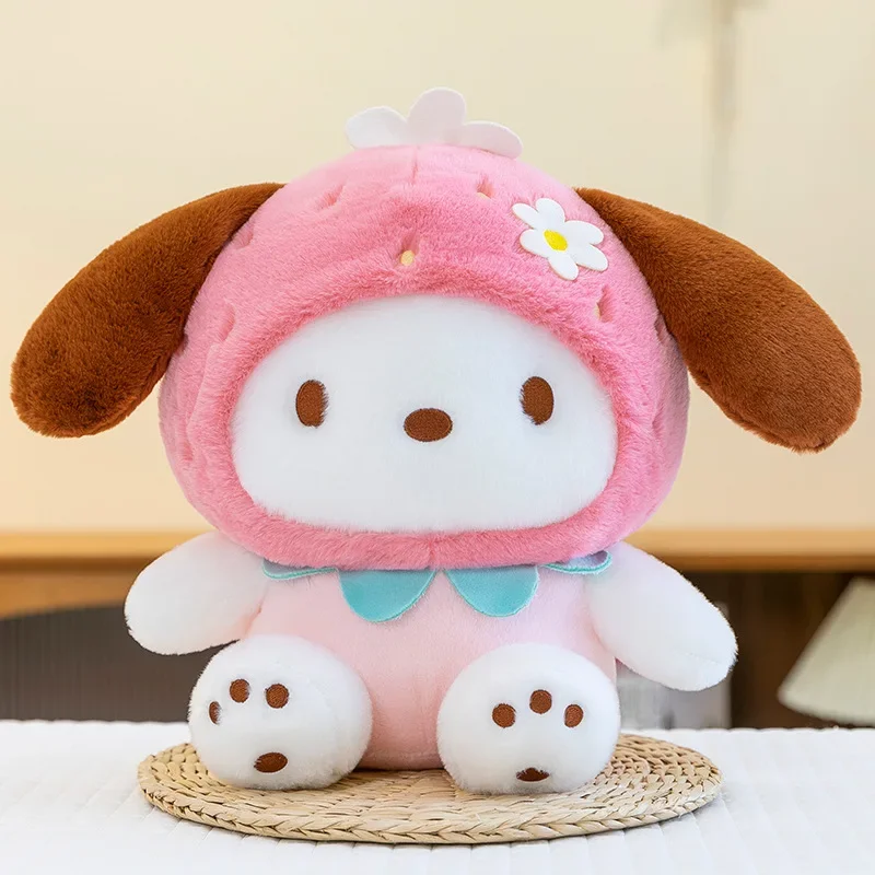 ตุ๊กตาโพชัคโค ซานริโอ้ ขนาด 55 ซม. น่ารัก ลายดอกไม้ สวมหมวก ตุ๊กตาโพชัคโคลายสตรอว์เบอร์รี่ ของขวัญวันเกิด/คริสต์มาสสำหรับเด็ก ของเล่นตุ๊กตาหมอน
