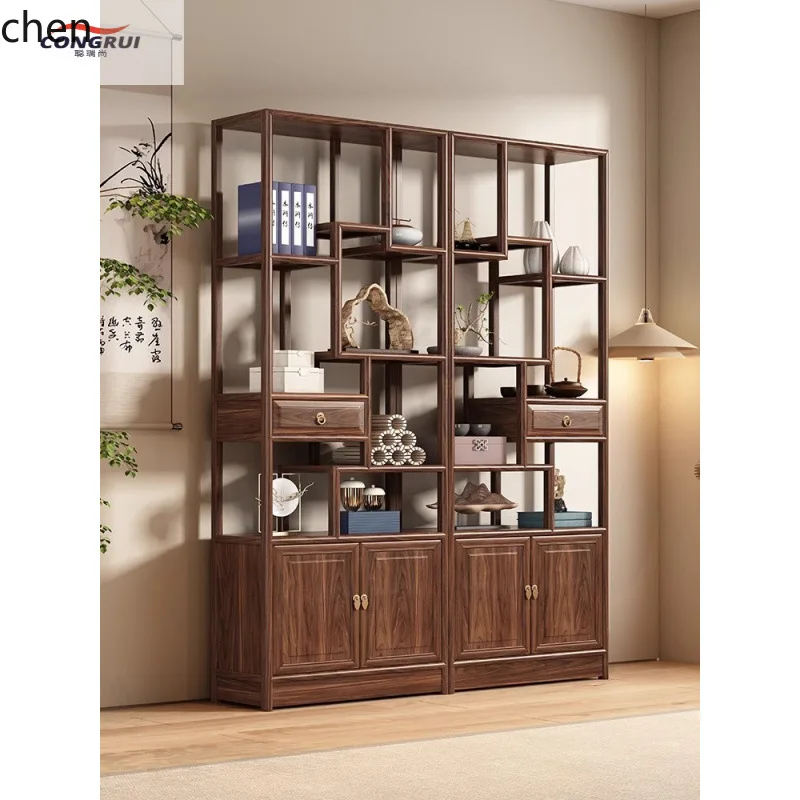 YFY  Solid Wood Bogu Rack Multi-Treasure Pavilion Tea Display Cabinet Storage Rack Bookshelf